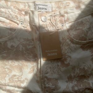 Reformation Beige Floral Women Jeans